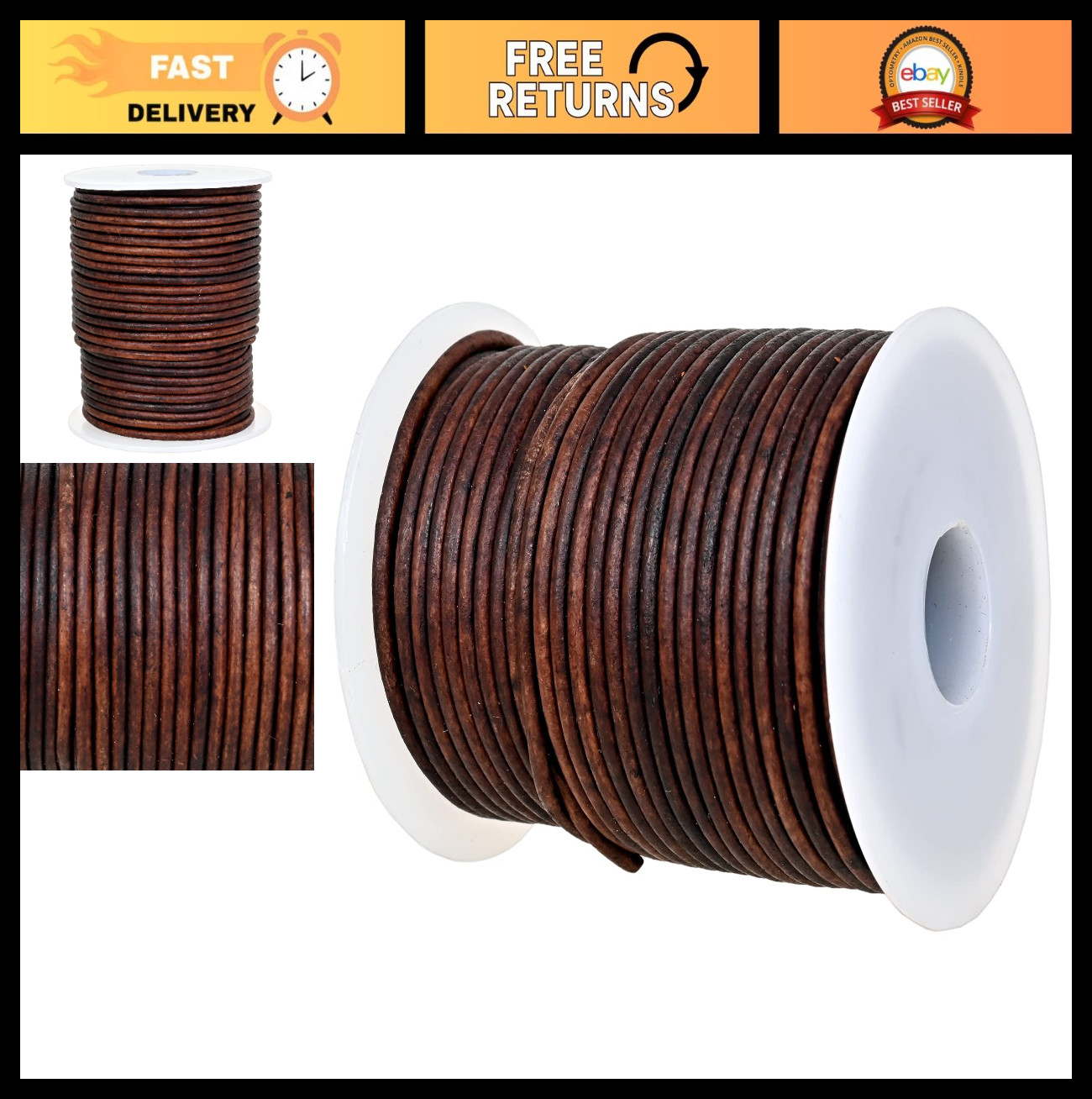 Genuine Round Leather String Cord 2mm for Necklaces, Bracelets, Jewelry Making –