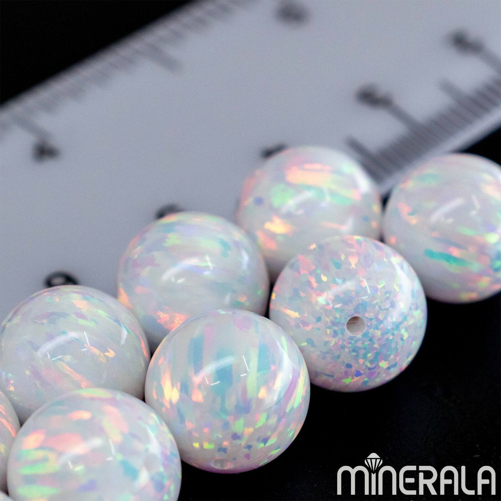 WHITE LAB CREATED SYNTHETIC OPAL ROUND LOOSE BEADS 2mm-16mm FULL DRILLED WP001C7