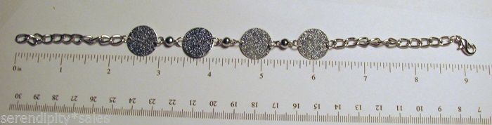 5 SILVER METAL BRACELET Blanks Forms 4 Round pads 15mm (approx 5/8″) Chain Links