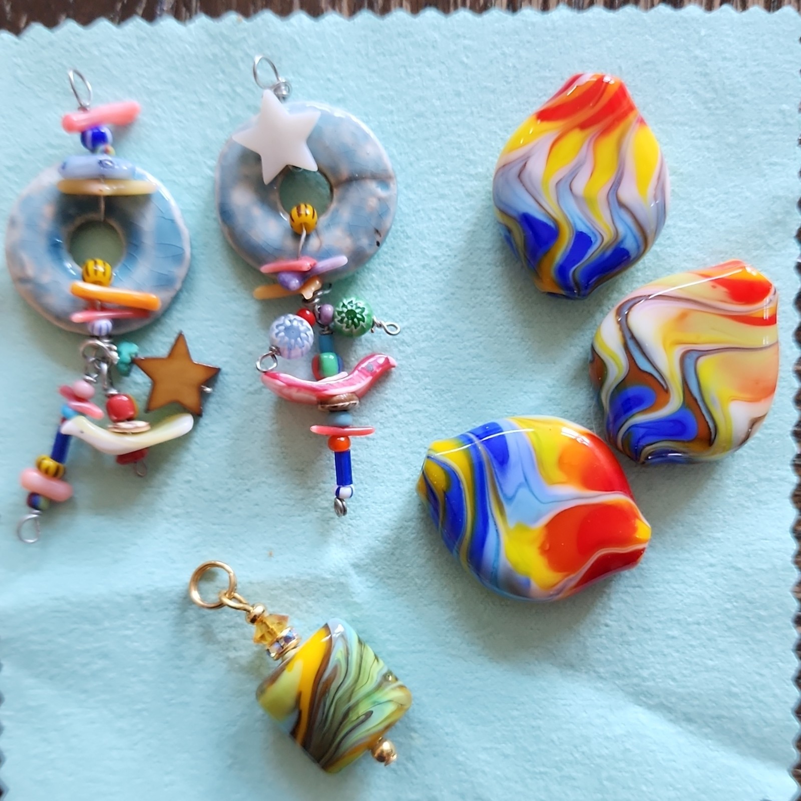 Handmade Multicolor Glass Loose Beads Round Baroque Glossy for Jewelry Making