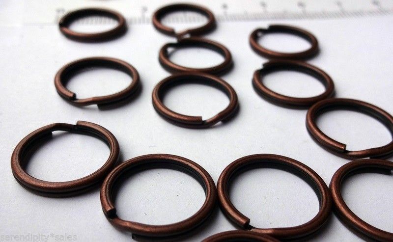 25 Key Rings 15mm Approx 5/8″ Split Ring Antique Copper Finish Steel Findings