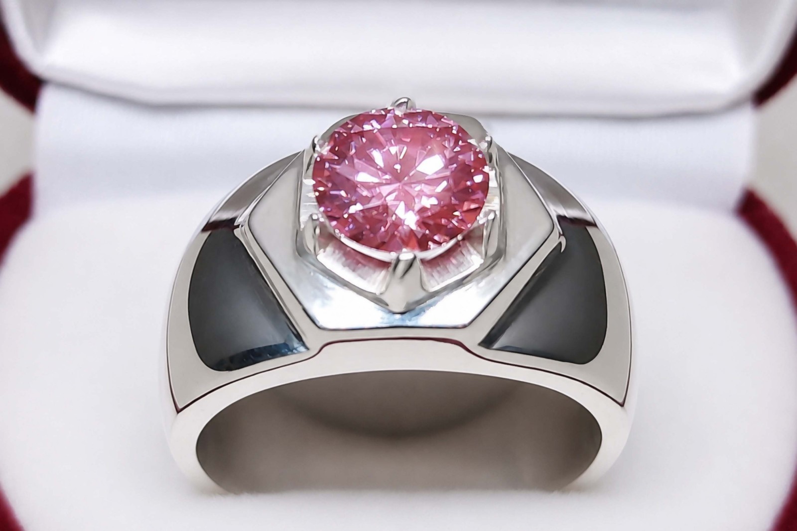 2 Carat Diamond Cut Pink Fire Moissanite Sterling Silver 925 Handmade Star Ring