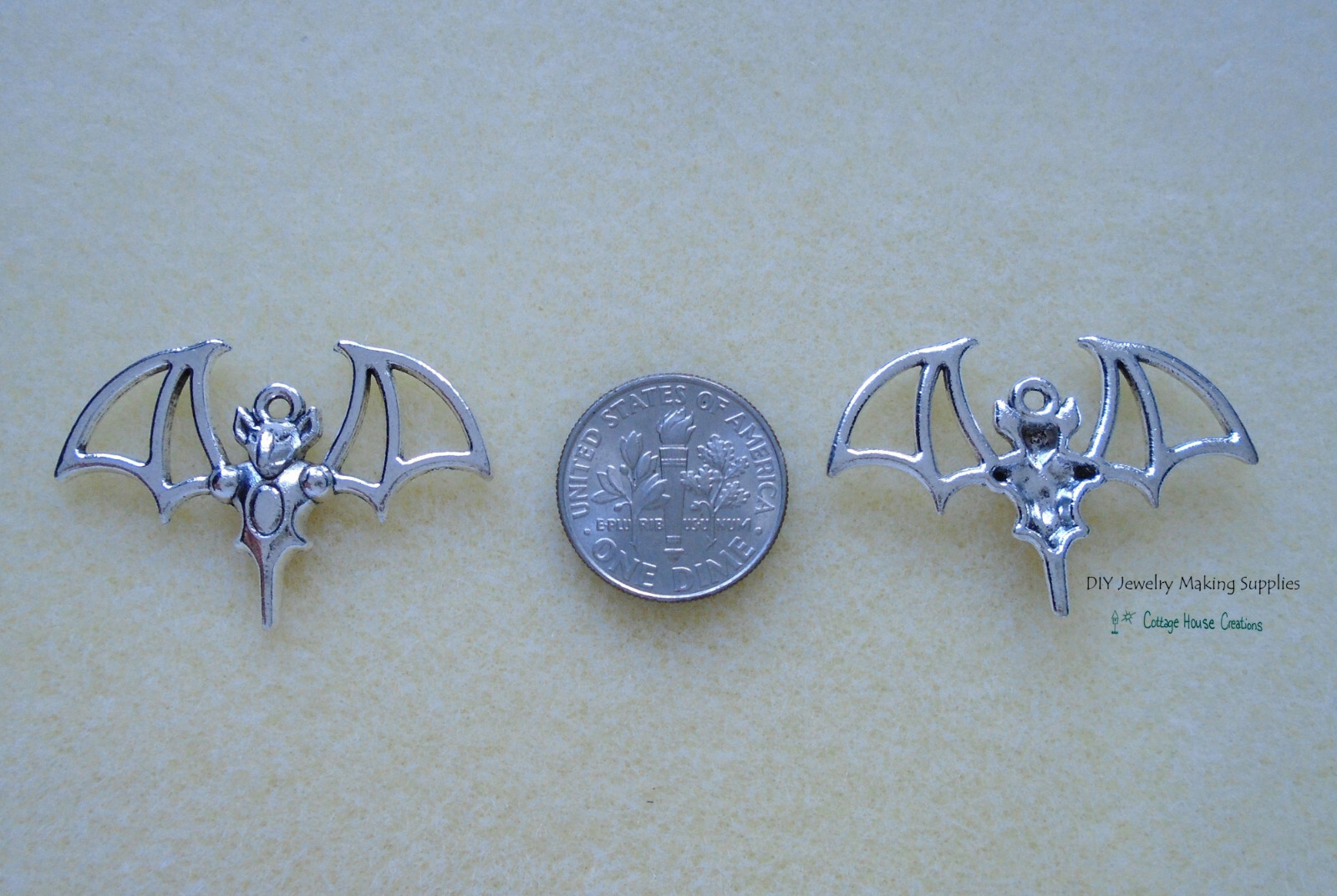Large Vampire Bat Halloween Charms 4pc for Jewelry Making Supply Adult Crafting