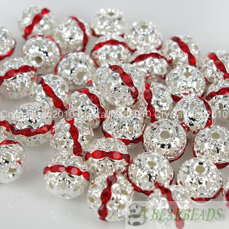 100pcs Czech Crystal Rhinestones Pave Diamante Round Spacer Beads 6mm 8mm 10mm