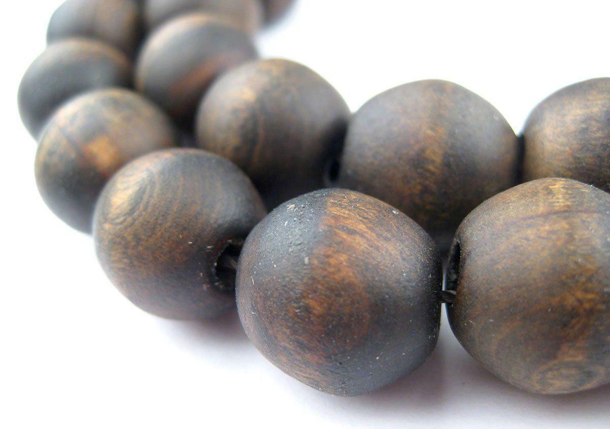 Vintage-Style Round Olive Wood Beads from Bethlehem 16mm Middle East Brown