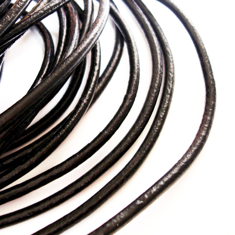 5 Ft Genuine Black Round 4 mm Leather Cord Jewelry Supply.