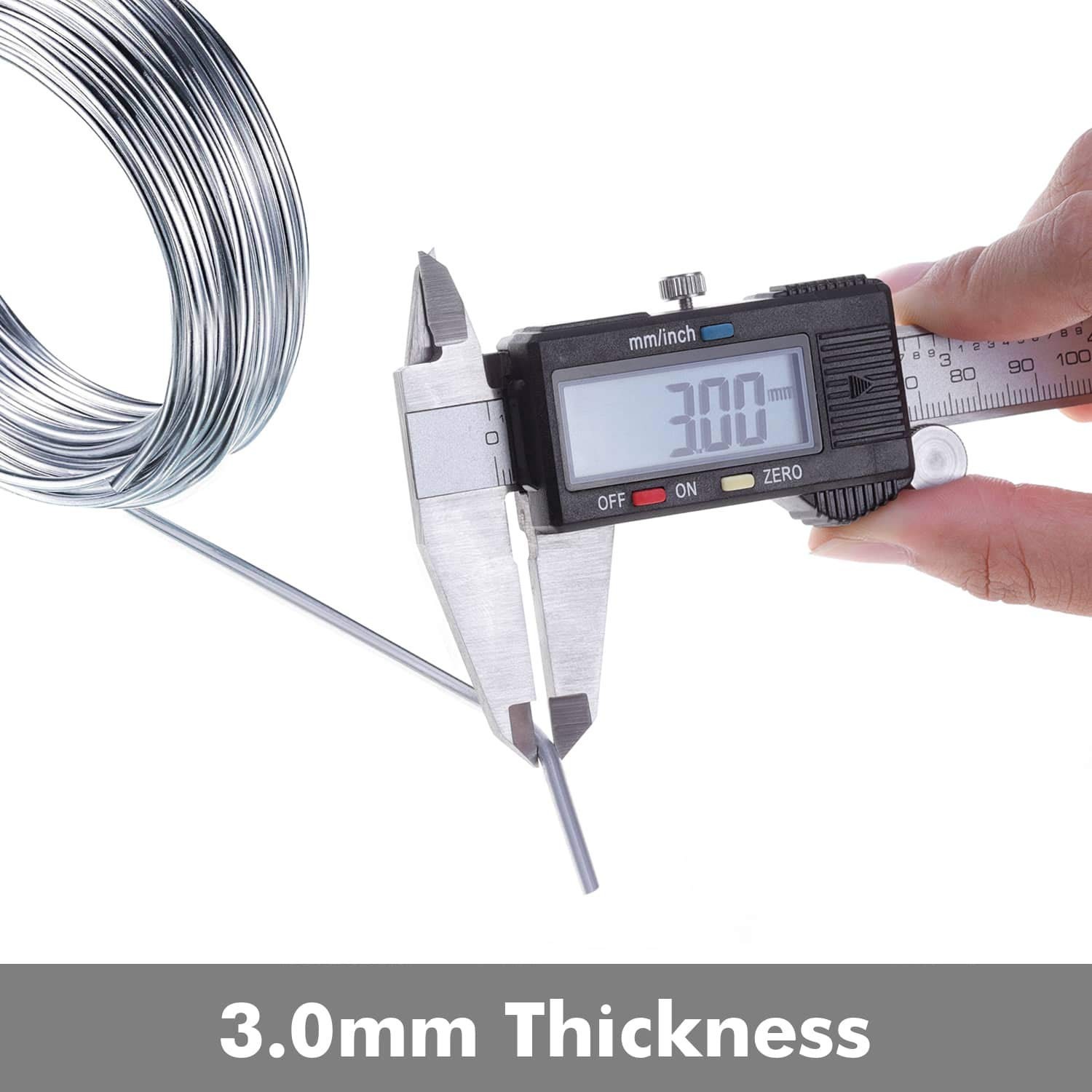 1 PCS 9 Gauge 3mm 50 Feet/15m Bendable Silver Metal Aluminum Craft Wire Roll