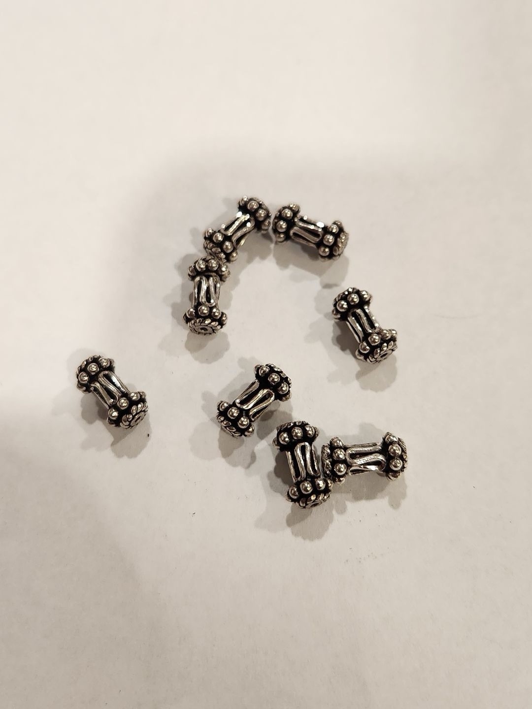 8 Vintage Sterling Silver Ornate Barrel Spacer Beads 11mm 11g Bali Style Jewelry