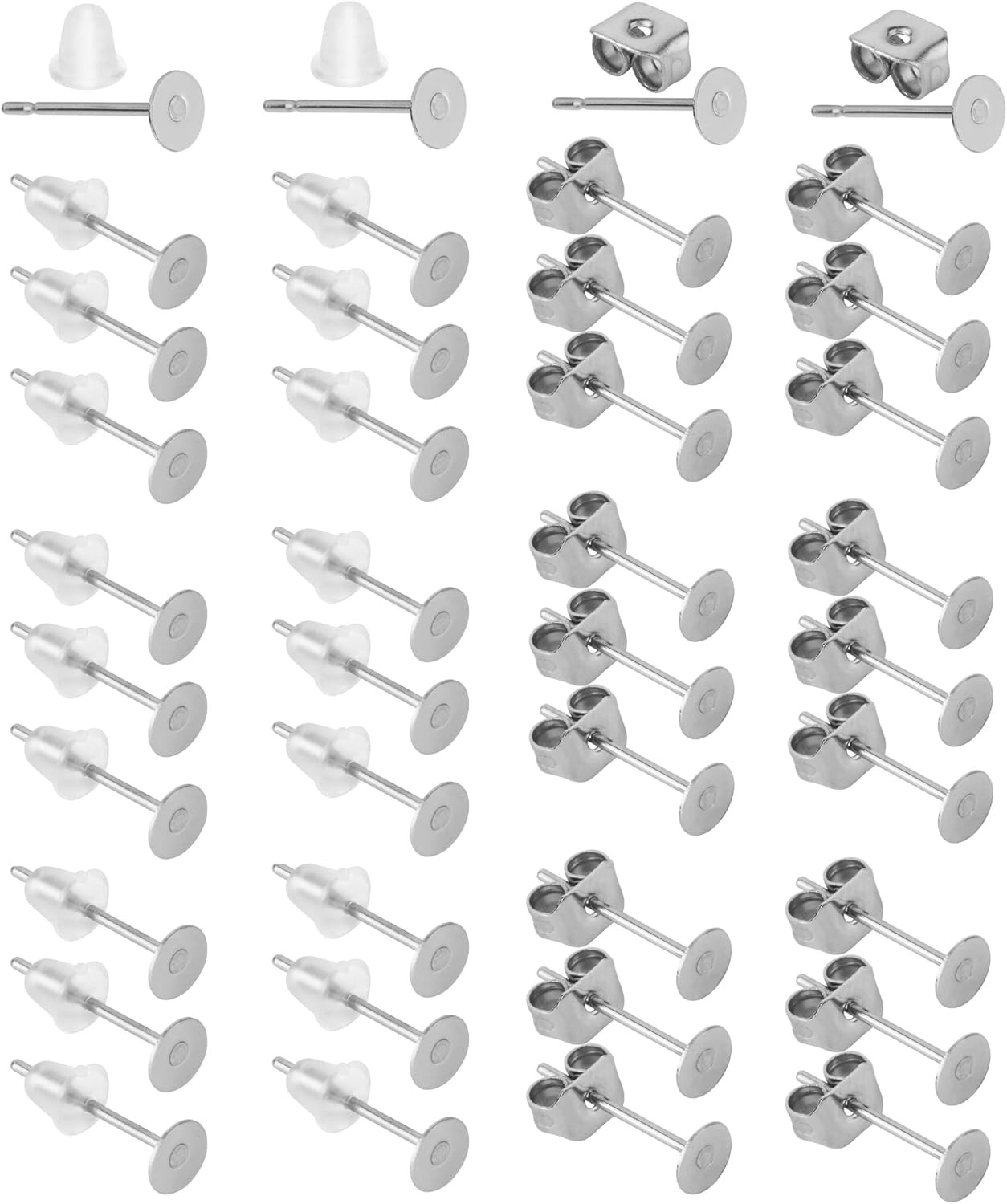 – Earring Posts, 300 pcs, Silver, Earring Studs for Jewelry Making, Earring Post