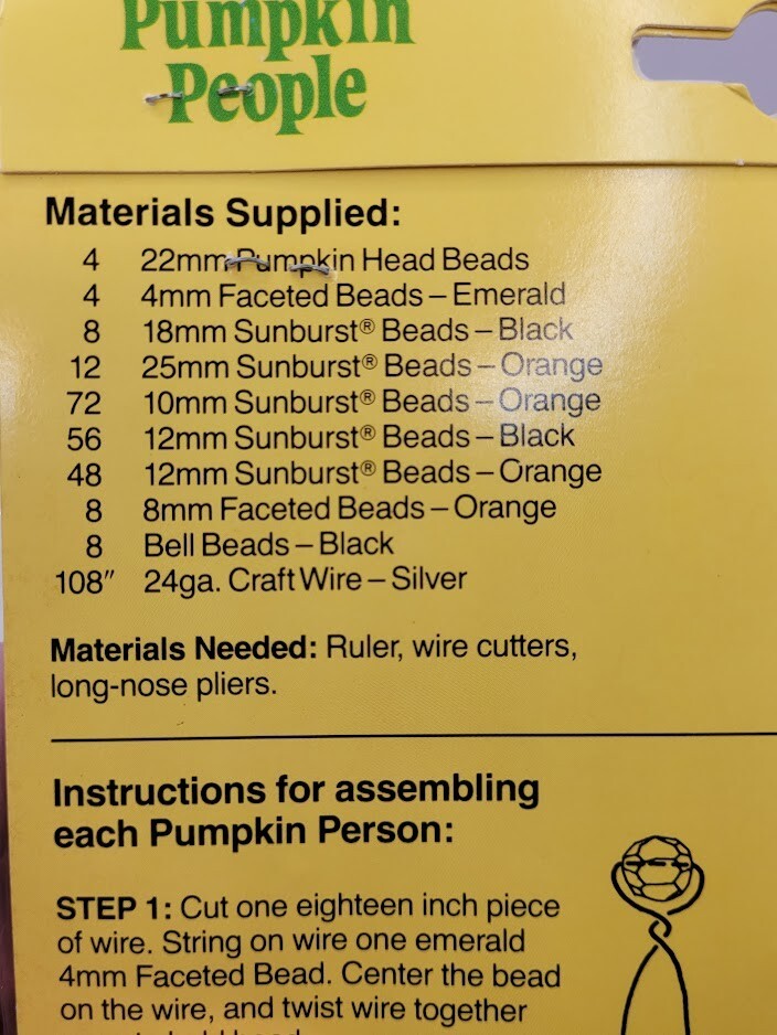 The Beadery PUMPKIN PEOPLE Bead Beading Halloween Ornament Kit Makes 4 Vtg