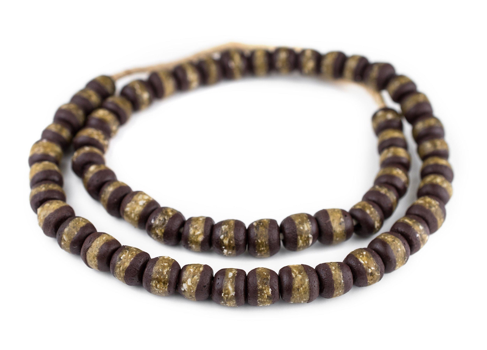 Dark Brown Kente Krobo Beads 14mm Ghana African Round Glass Large Hole Handmade