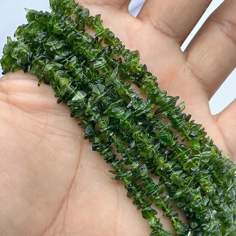 AAA Chrome Diopside Uncut Beads Strand, Chrome Diopside Chips Beads for Jewelry