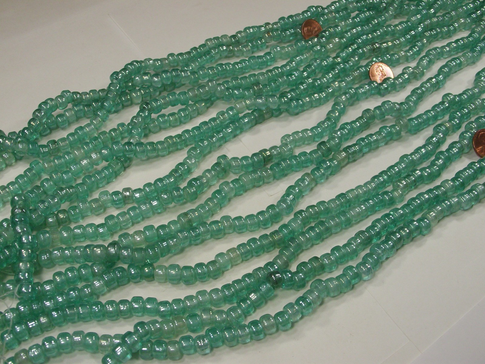 15 Strands 22″ Seafoam Blue Pony Glass Beads Wholesale Bulk Lot (6mm x 9mm) (C)