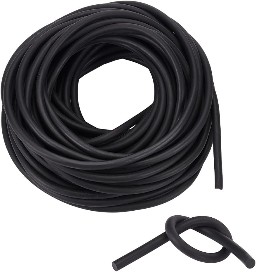 49 Feet Solid Rubber Cord, 6Mm Thick Rubber Rope round Cord Black Rubber Tube Be