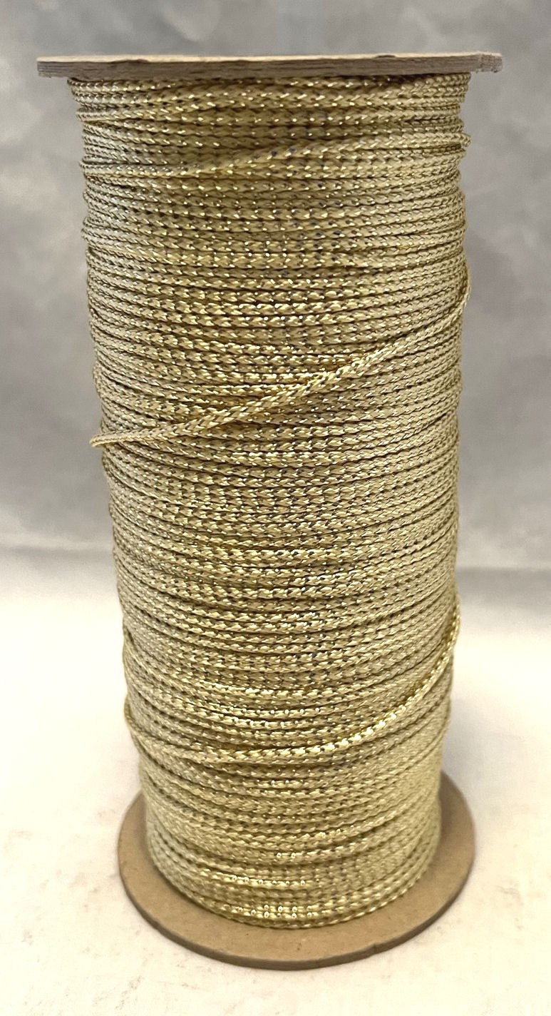 250 Yd. 2mm Gold or Silver Metallic Cord, Braided String- Crafts, Jewelry