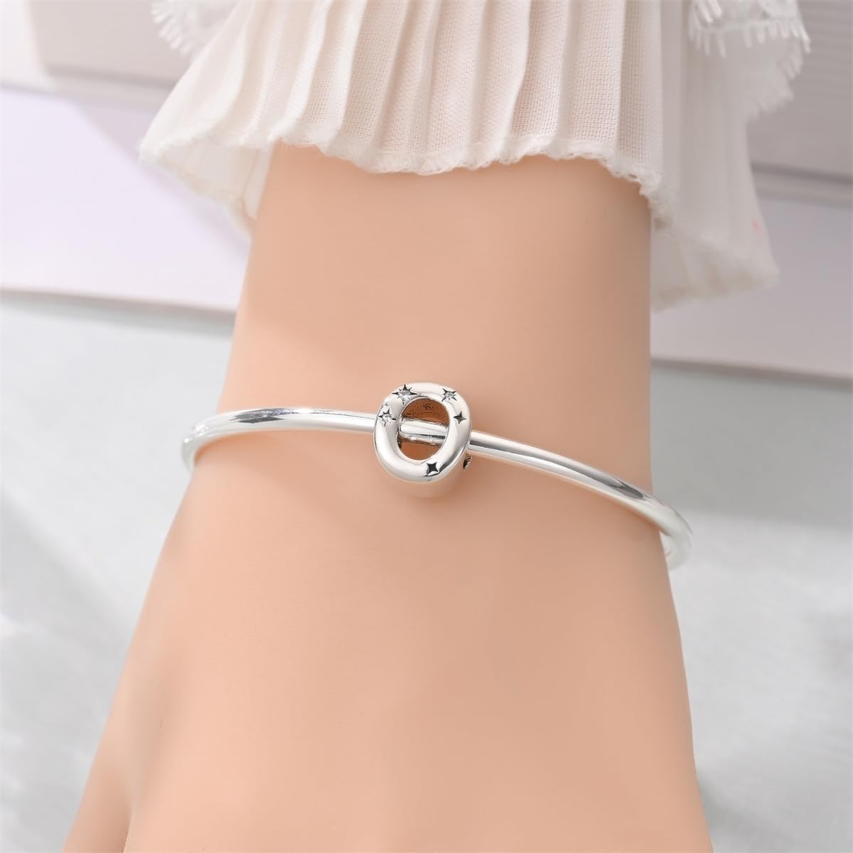 Initial Letter Alphabet Silver Charm Bracelet for Women with 5A Original Be – 05