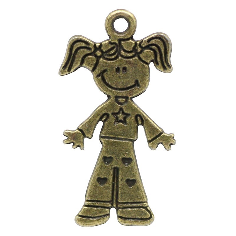 10 Girl Charms Antique Bronze Tone 28 x 15 mm 2 Sided U.S Seller -1659