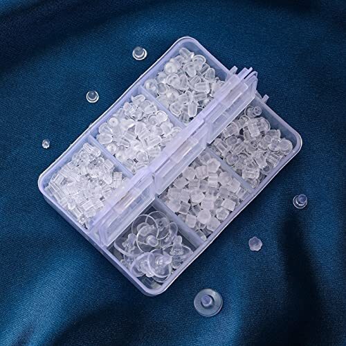 6 Styles Silicone Earring Backs for Studs, 600 Pcs Clear Soft 6 styles-A