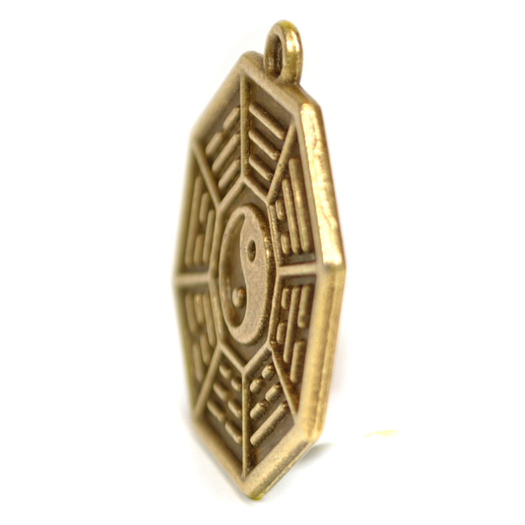 LOT OF 10 KWAN YIN FENG SHUI CHARMS 1″ Chinese Metal Pendant Bagua Good Luck Set