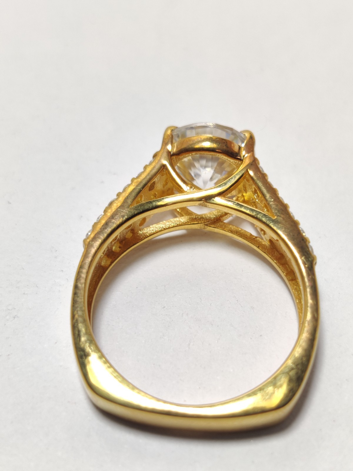 2ct 8mm Moissanite Engagement Ring 925 Sterling Silver 14K Gold Plated Wedding .