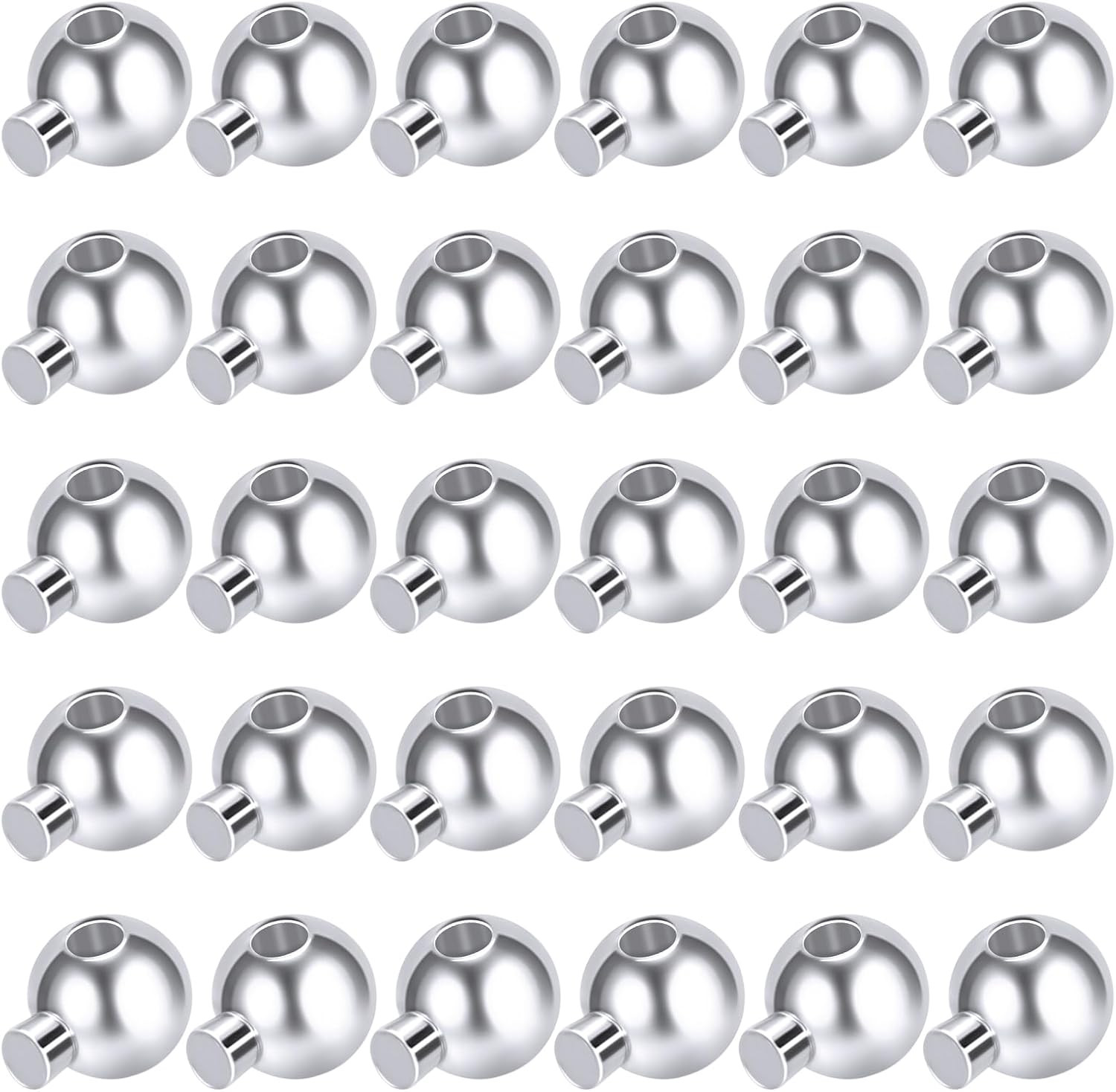 30Pcs Crimp Beads for Jewelry Making, Silver Spacer Beads Metal Bead Stopper Cri