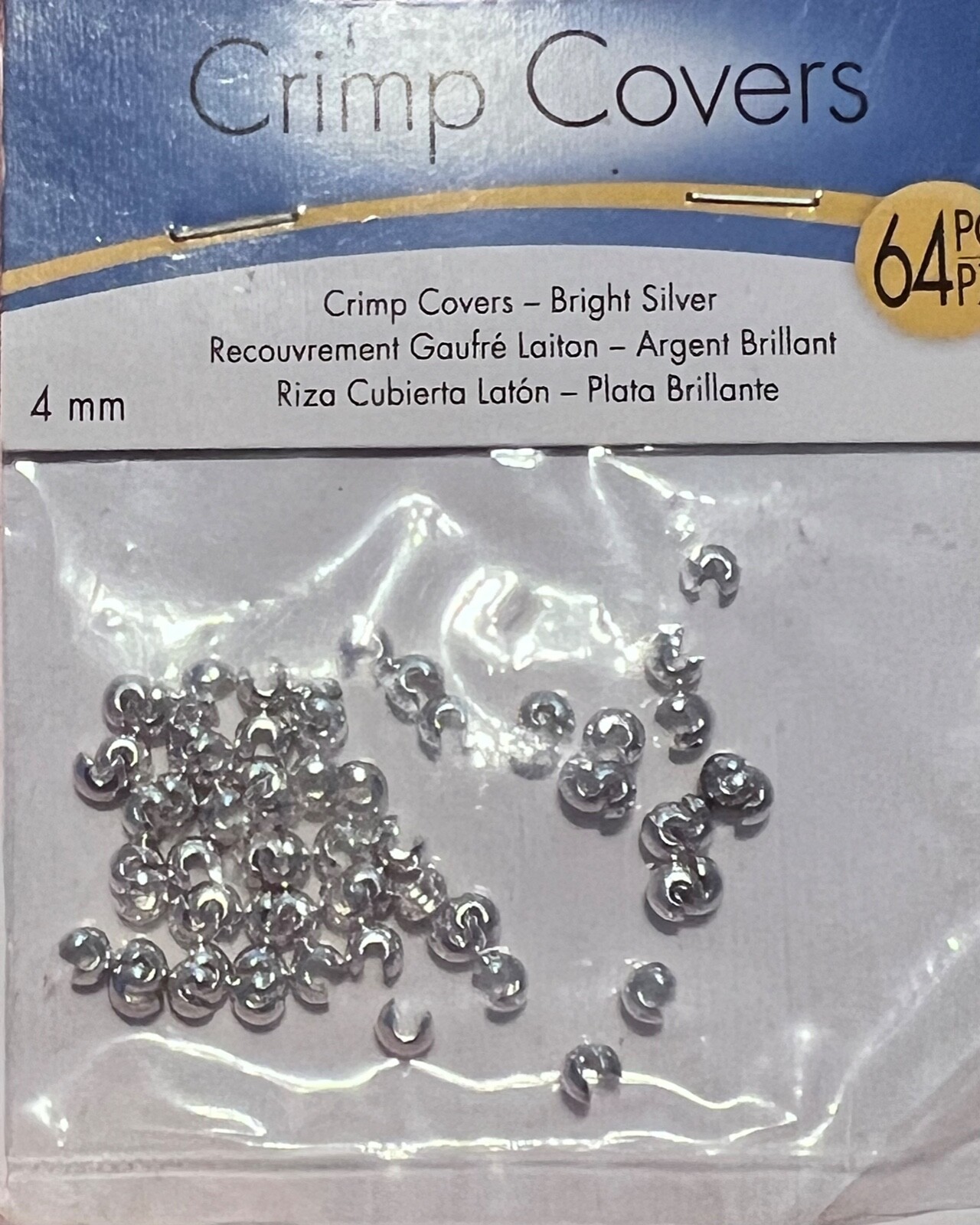Darice Crimp Covers Bright Silver 64 pc 4mm #2001-76