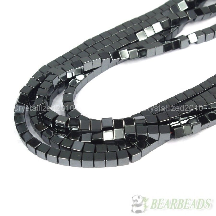 Natural Hematite Gemstone Square Cube Silver Gold Multi-color Beads 16″ Healing