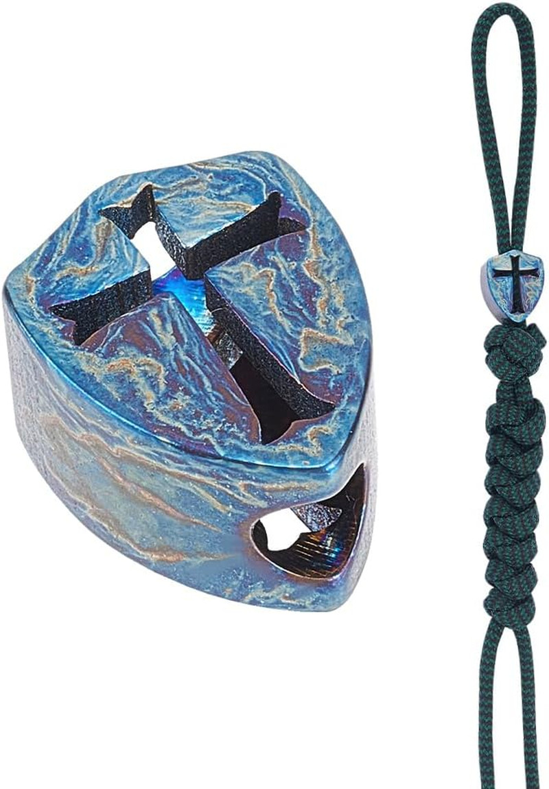 Titanium Lanyard with Cross Alloy Paracord Beads, Large Hole Loose Spacer Beads