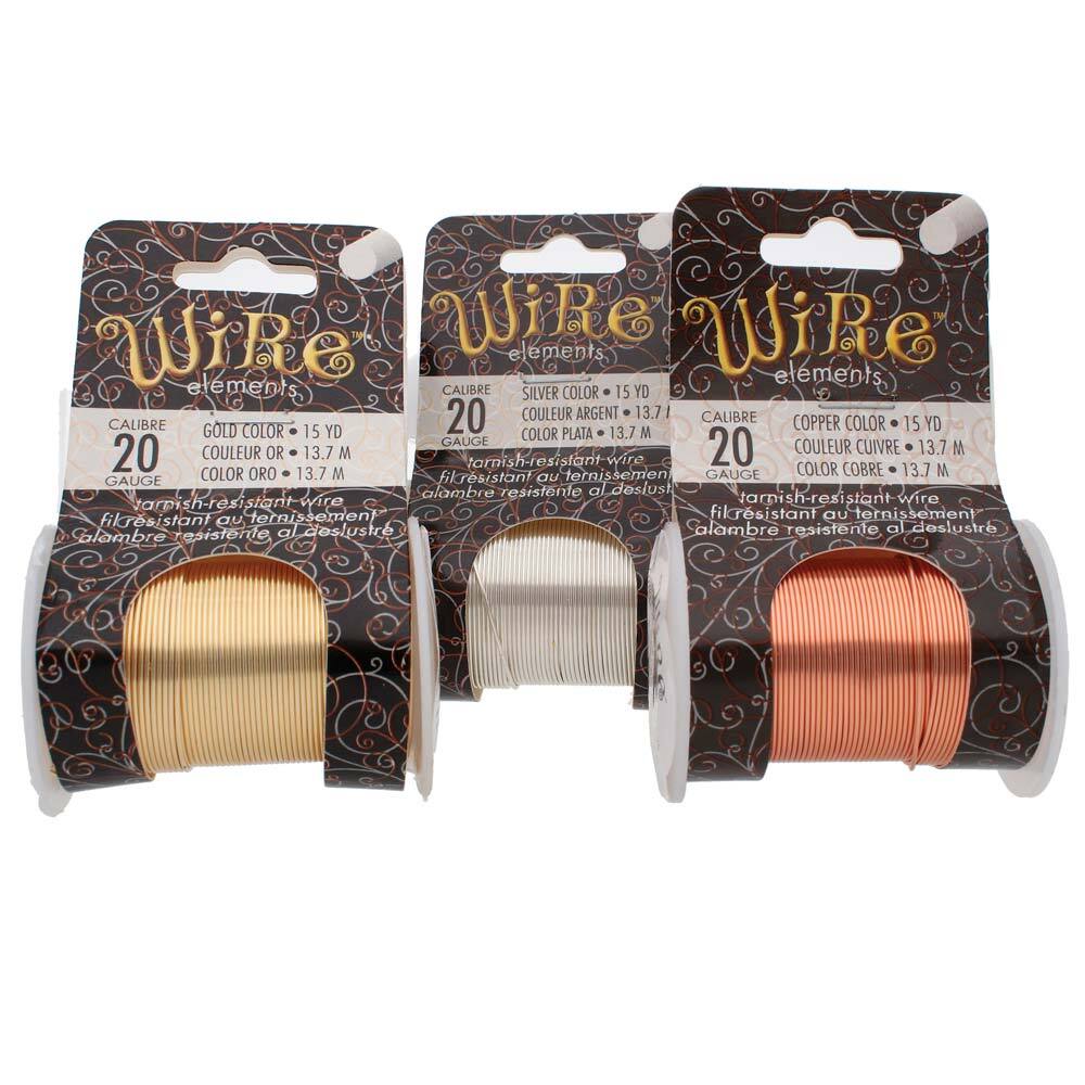 Wire Elements Gold, Silver, Copper 20 Gauge Craft Wire