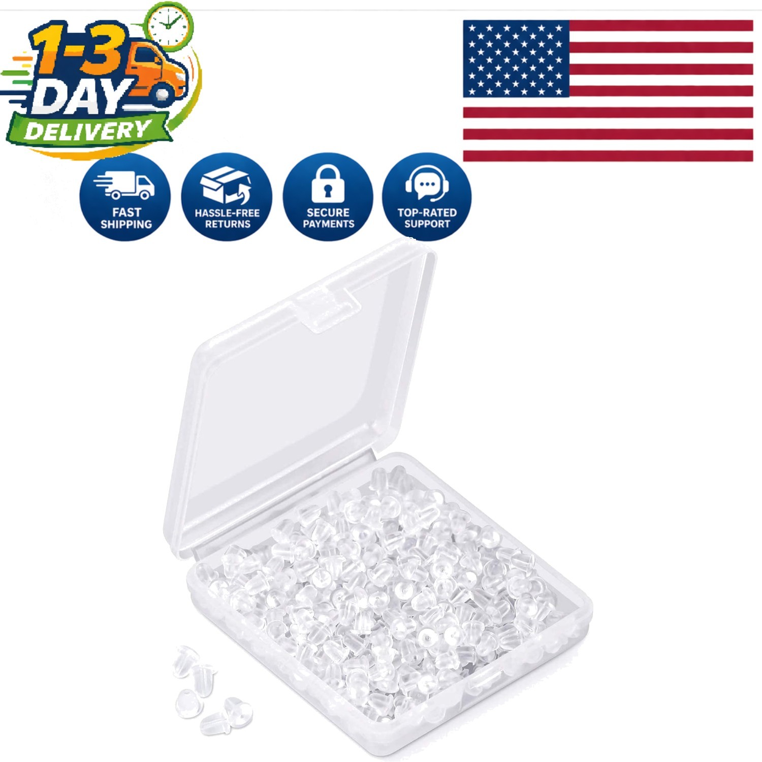 Portable 1200 Pcs Clear Silicone Earring Backs – Easy-to-Use Earring Accessories
