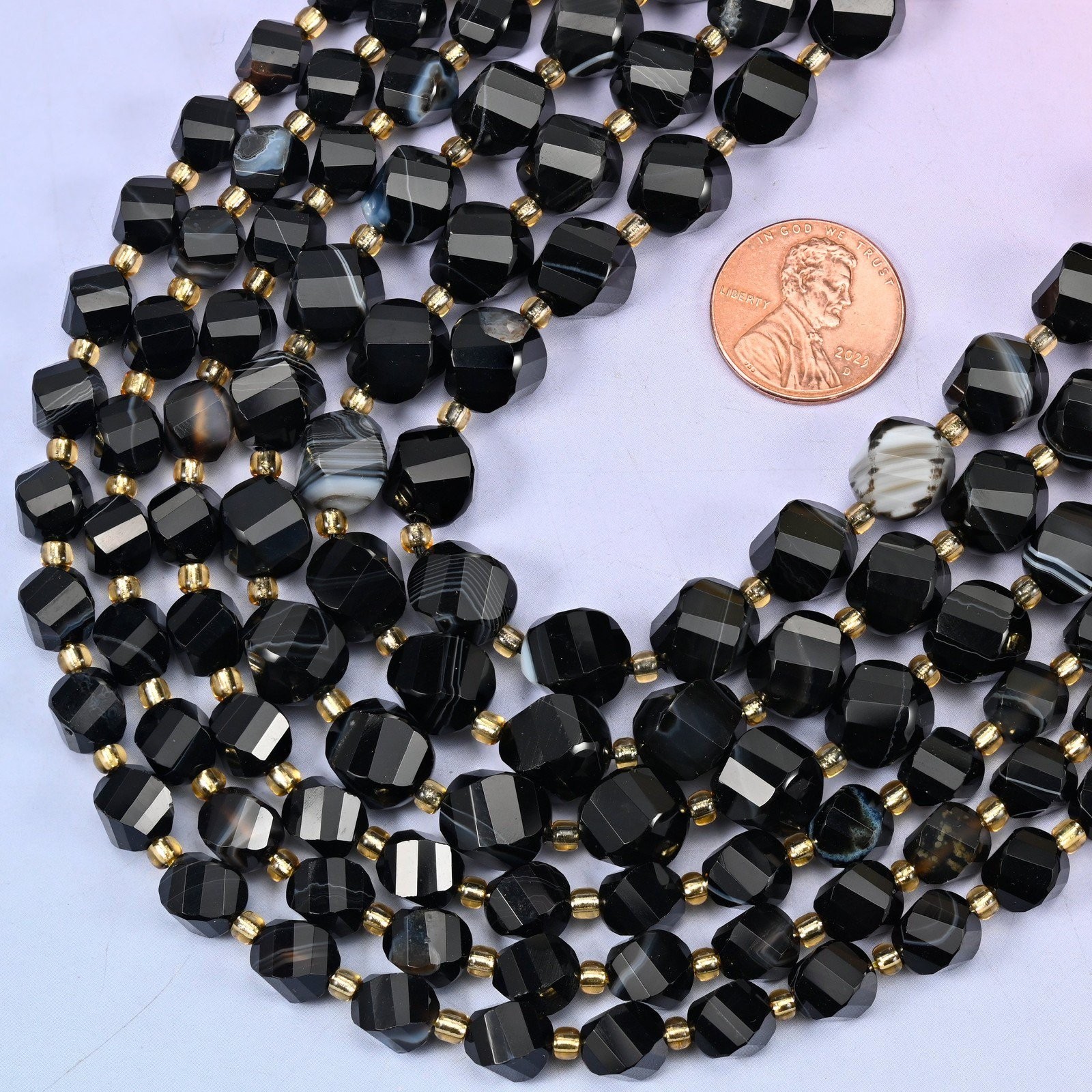 Dyed Black Strip Agate Faceted Spiral Twist Beads: Size 8mm 10mm, Jewelry…