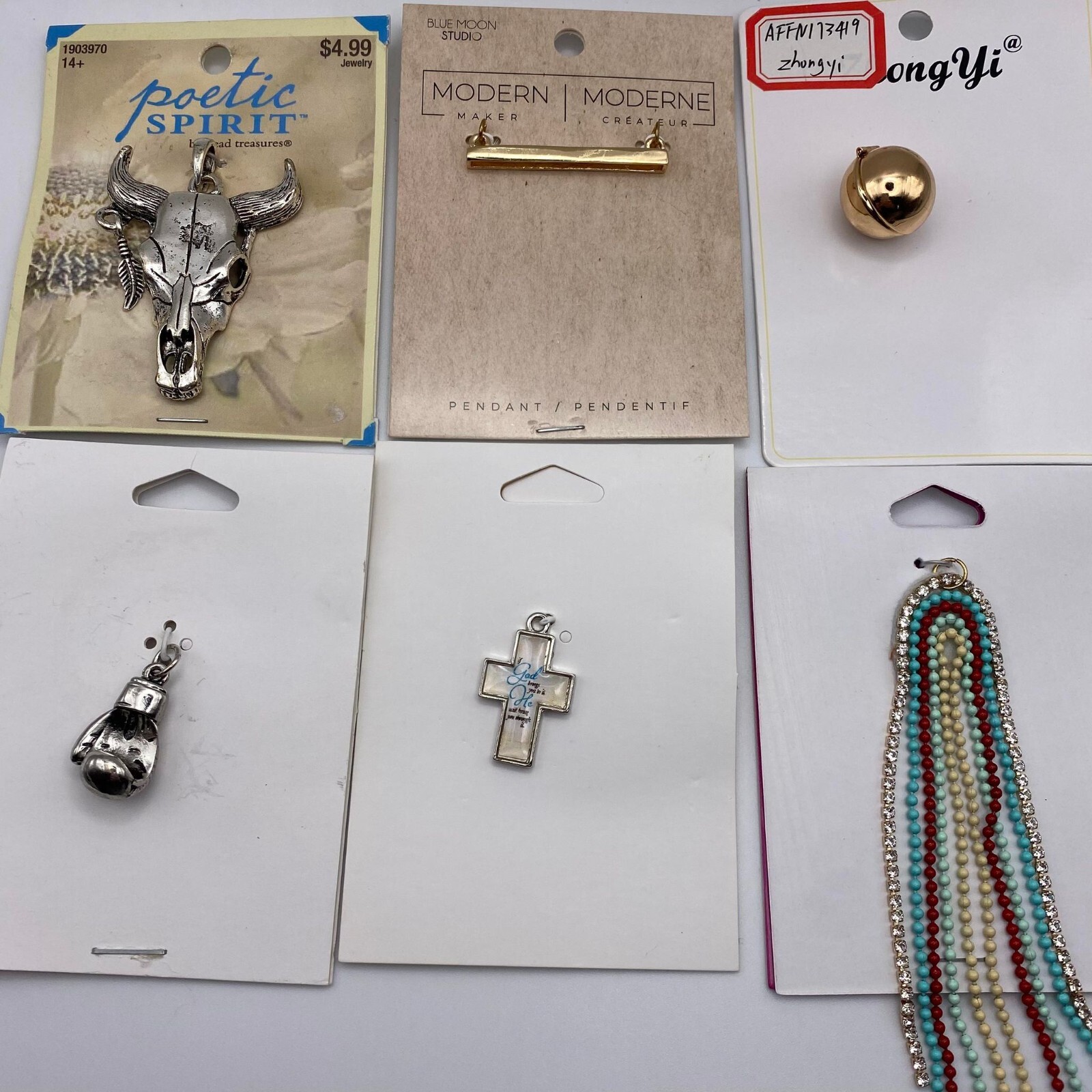 6 pcs Pendant Trinket Metal Charms Assorted Design for DIY Jewelry Making