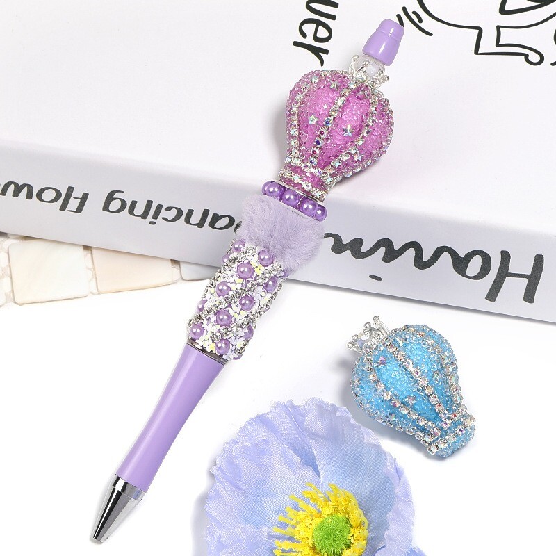 5pcs Shinny Beadable Pen Loose Beads Rhinestone DIY Chain Acrylic Beads Decor