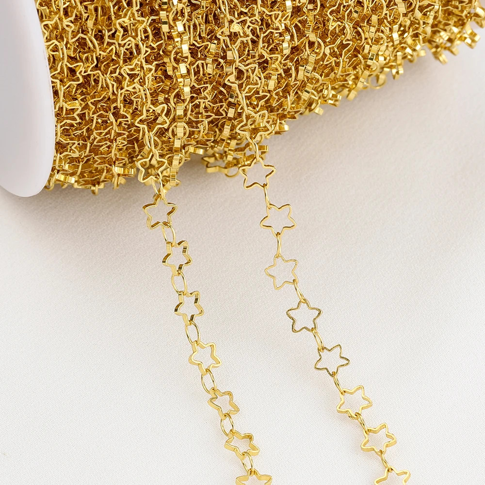 1Meter Stainless Steel Gold Color Hollow Star Chains for DIY Necklace Bracelet C