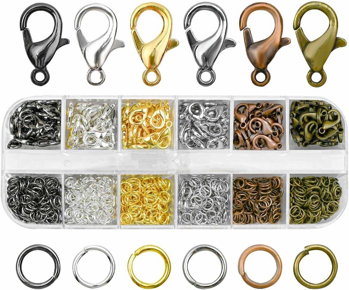 Lobster Claw Clasps and Open Jump Rings Set, 6 Colors Lobster Clasps for Jewelry