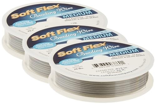 30ft Soft Flex Beading Wire 0.019″ – Grey Crafting Wire (Pack of 3)