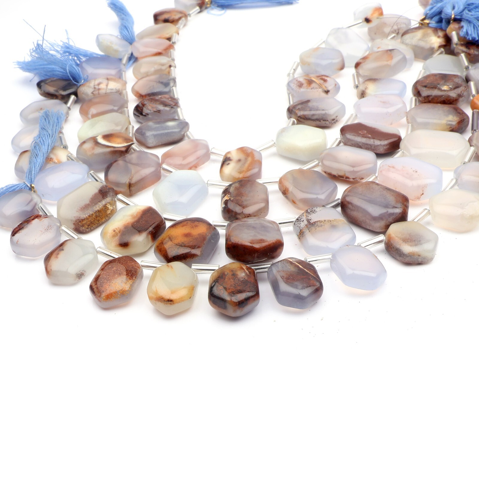 Natural Bio Chalcedony Beads 8 Inch Strand 11×13-11×15 MM Smooth Hexagon Shape