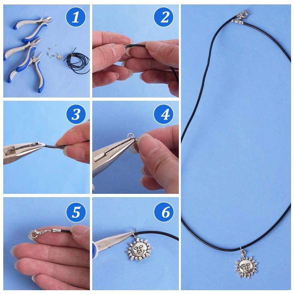 Jewelry Making Kit, 200 pcs 304 Stainless Steel Fold Over Crimp Cord Ends 200.