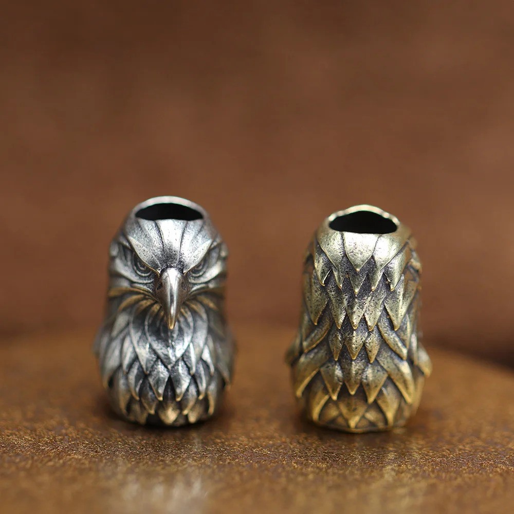 EDC Eagle Animal Head Paracord Knife Beads Lanyard Brass DIY Tools Outdoor Wavon