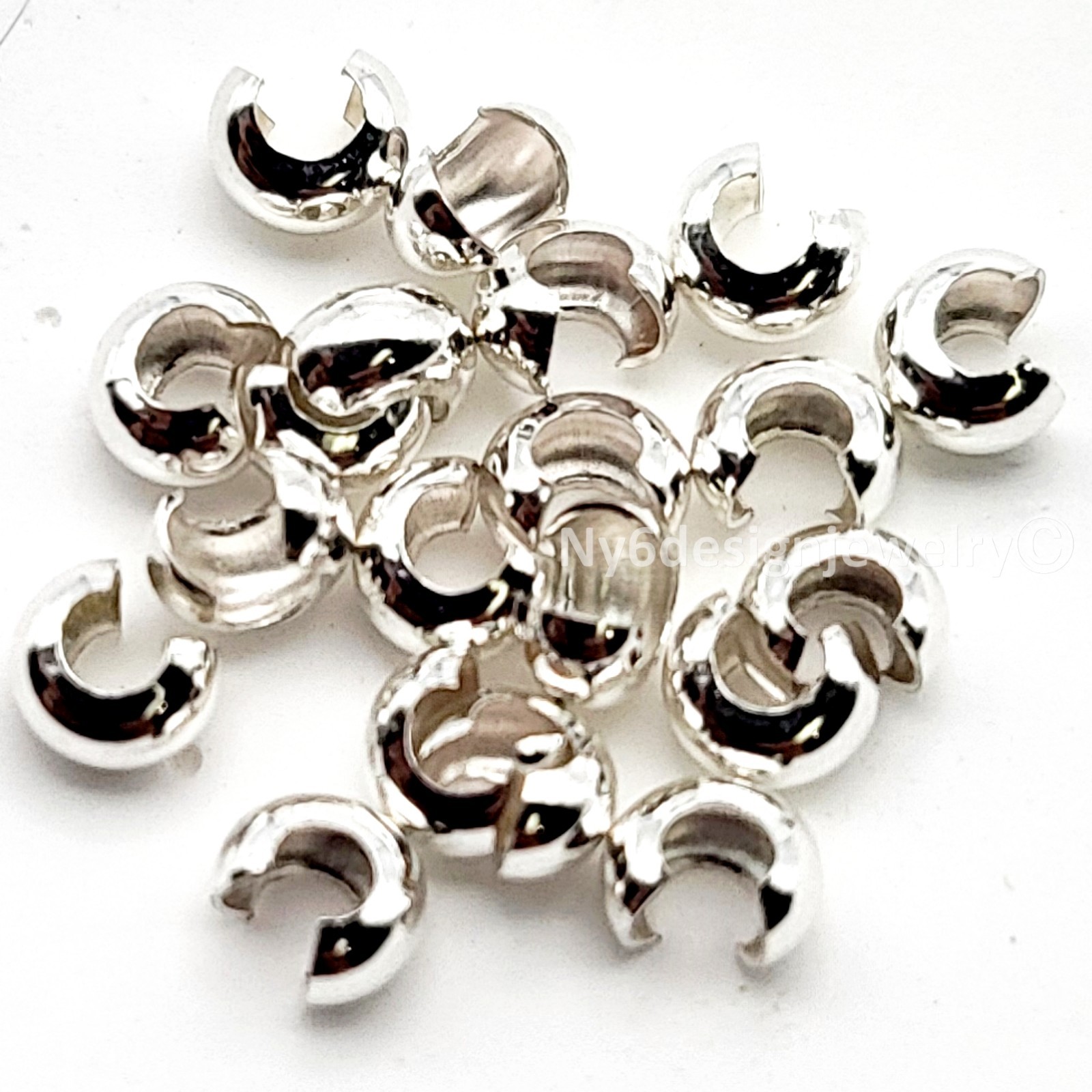 925 Sterling Silver Crimp Cover Beads 3mm – 20pcs Spacer Jewelry Findings