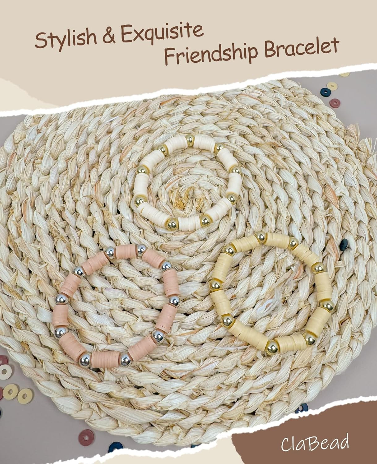 3200-Piece Earth Tone Bracelet Making Kit with Clay and Metallic Beads