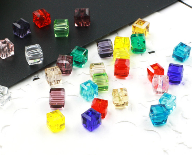 4mm 6mm 8mm Square Crystal Glass loose spacer Beads Jewelry Making Crafts Bead