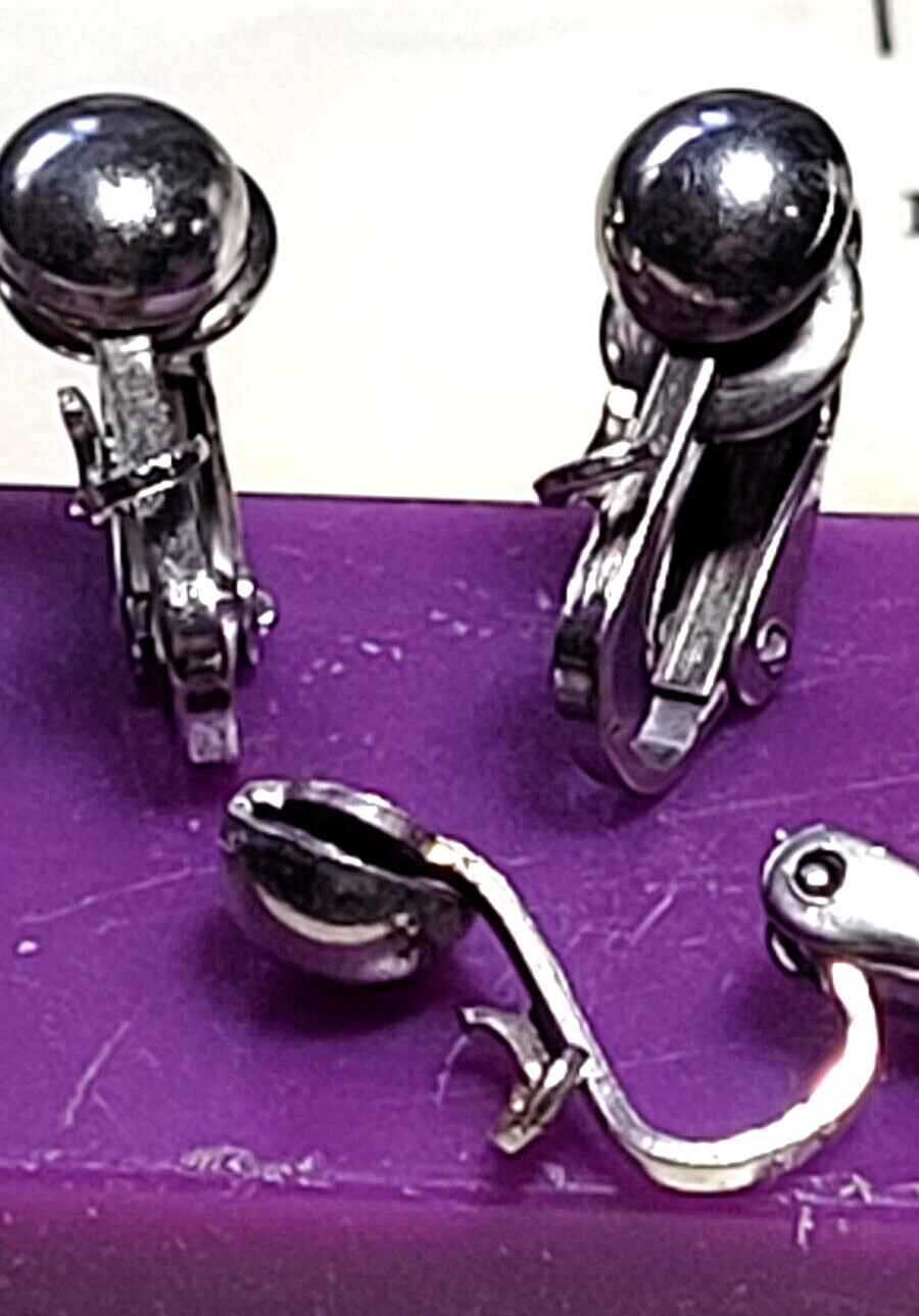 12 prs Nickel Silver 16 mm Clip-On Earring Backings 6.5 mm Half Ball Dangle Loop