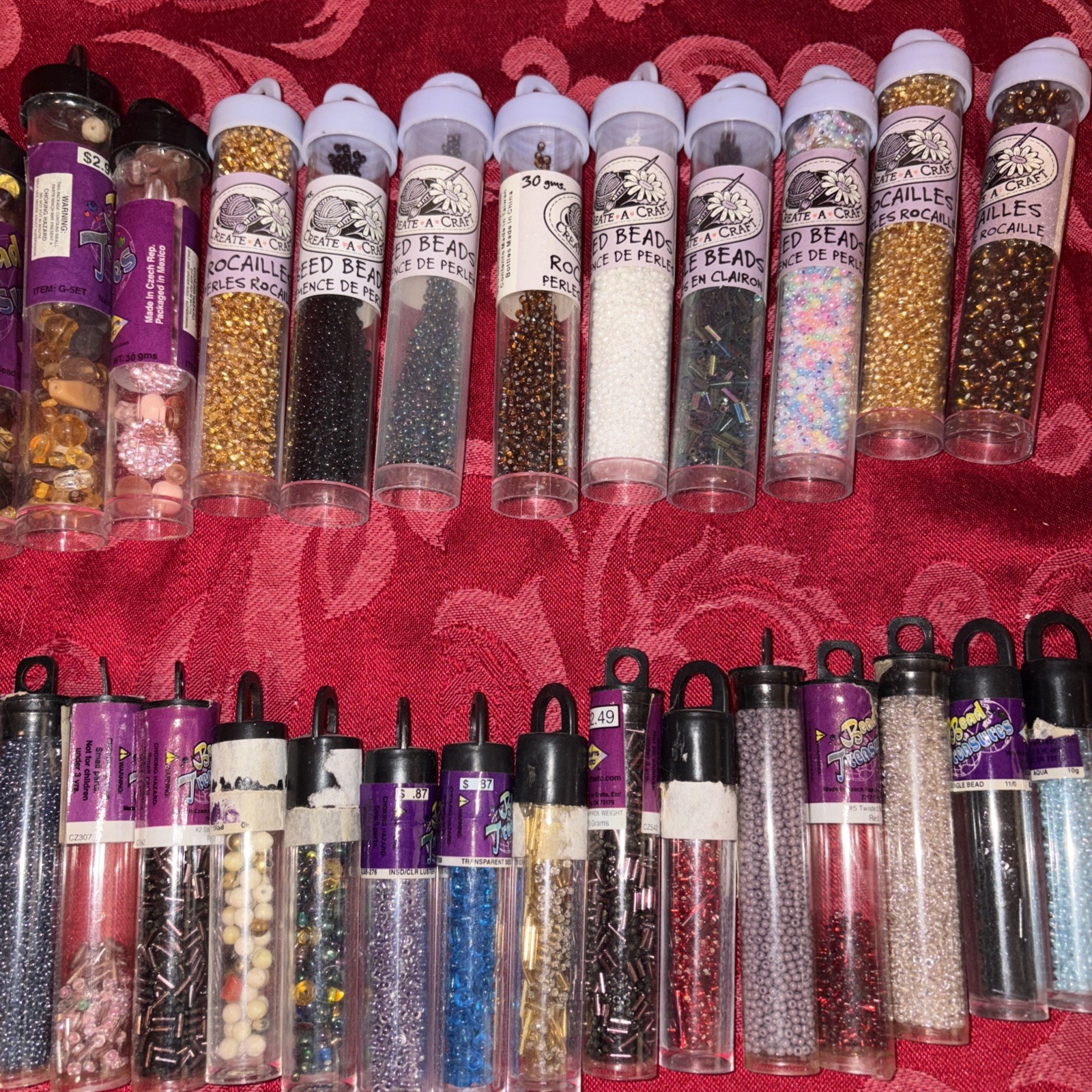 Large Lot of Glass Seed Beads 70+ Tubes Multicolor Czech Taiwan China Misc