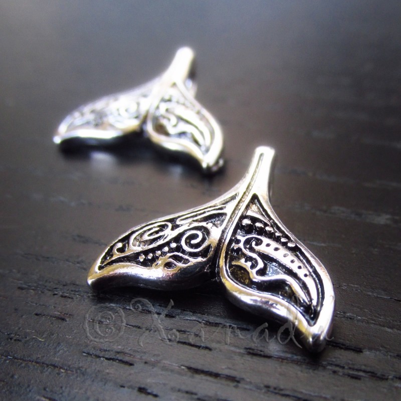 Mermaid Tail Charms – 20mm Antiqued Silver Plated Pendants C0609 – 2, 5 Or 10PCs