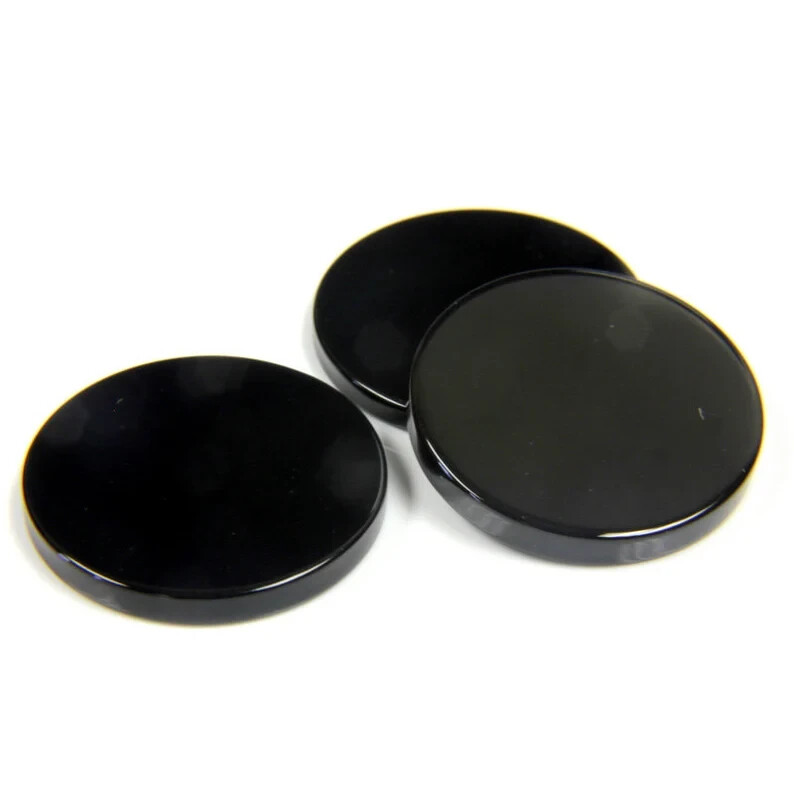 [WHOLESALE] NATURAL BLACK ONYX CABOCHON FLAT ROUND SHAPE LOOSE GEMSTONE.