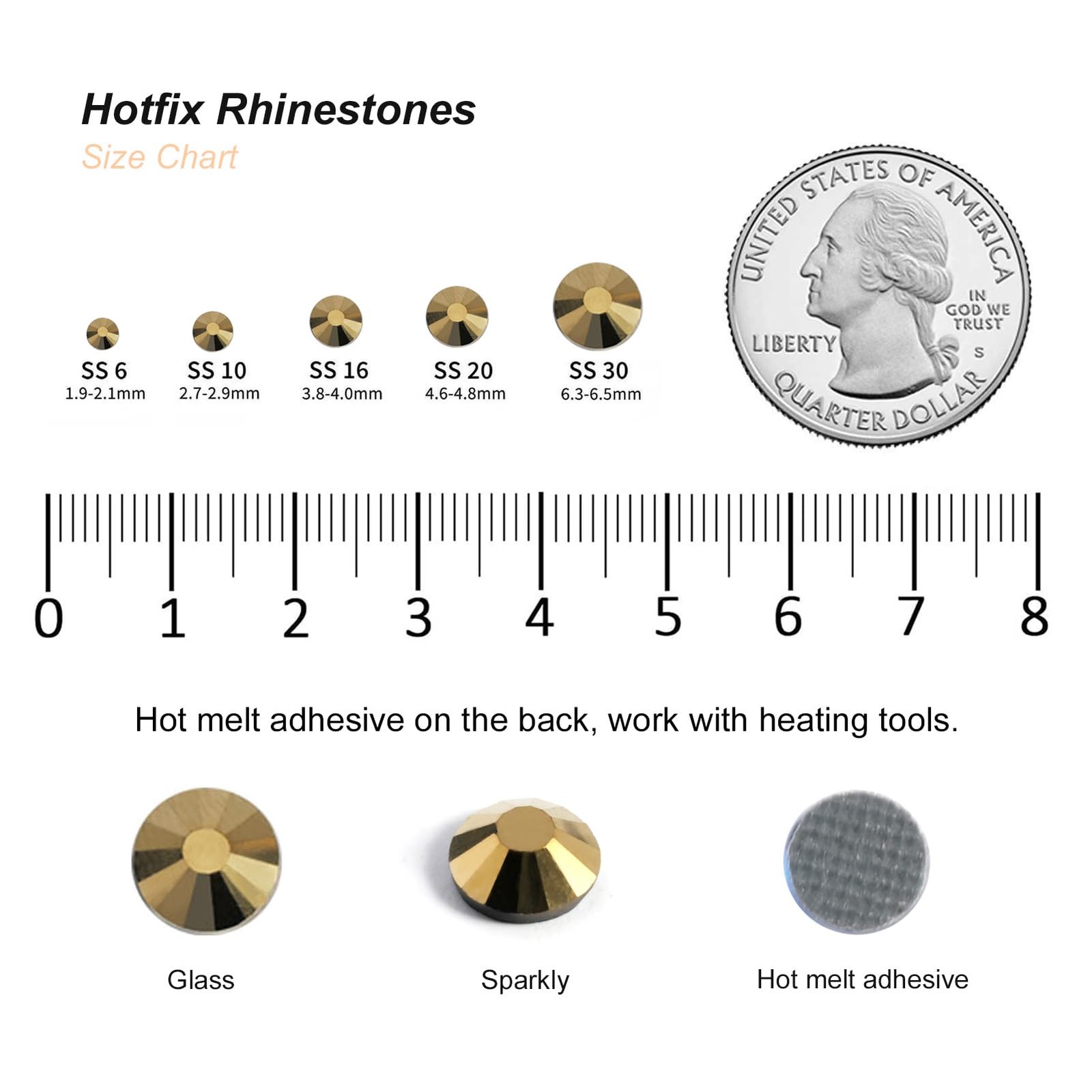 8000PCS Hotfix Rhinestones Bulk, Gold for SS6/8000pcs, Aurum