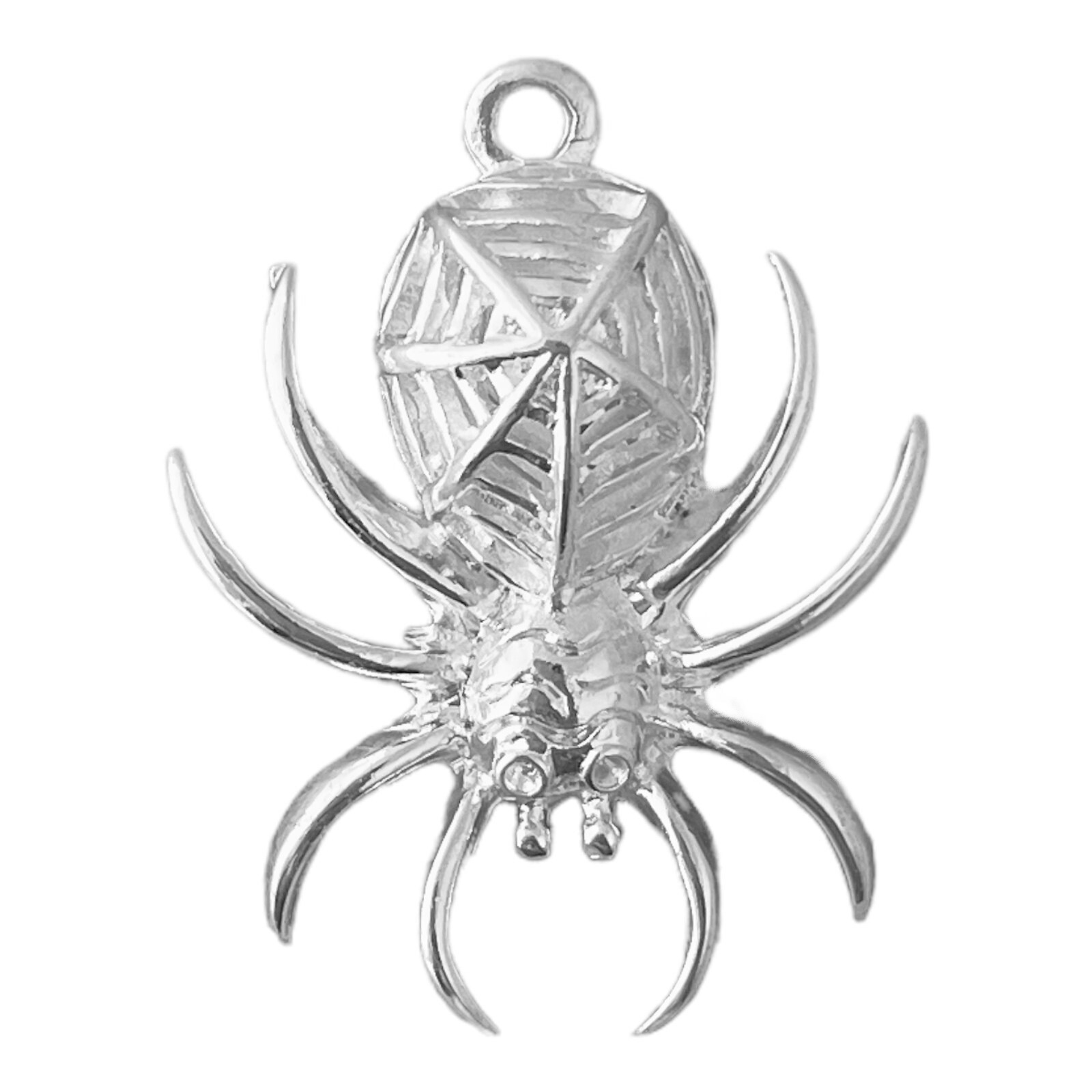 Spider Pendant 3D Spiderweb Design Hollow Body 37mm Silver Bead Drop Focal Point