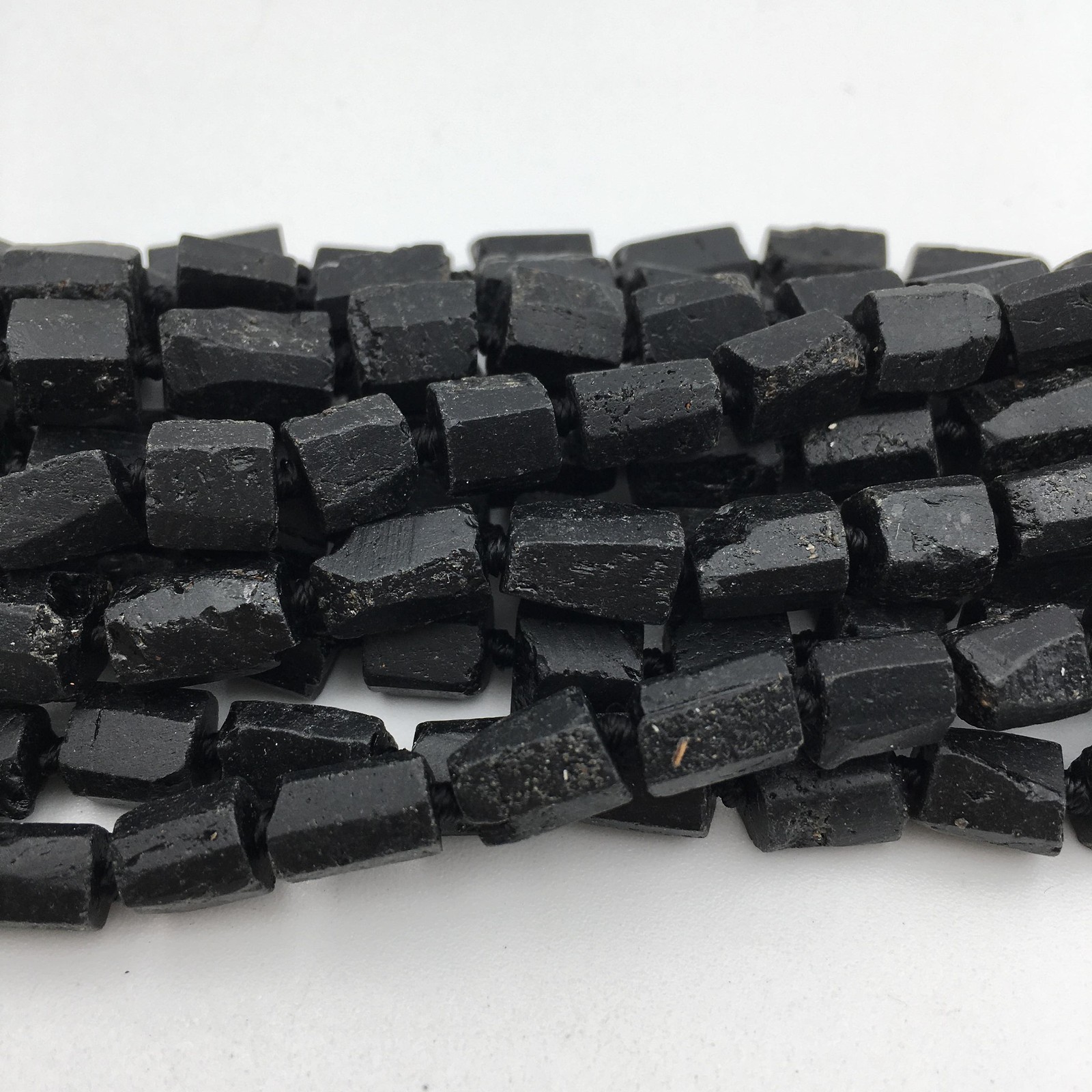Natural Black Tourmaline Rough Faceted Tube Beads Size 8-9×10-13mm 15.5″ Strand