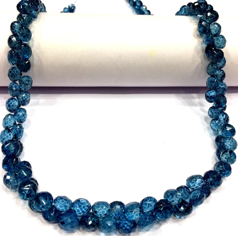 AAA QUALITY Natural London Topaz Faceted Onion Beads Briolettes Gemstone Beads.